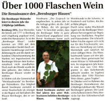 Pressebeitrag &Uuml;ber 1000 Flaschen Wein Wochenspiegel 25.07.2007